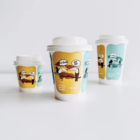 Designbecher zum Mitnehmen mit Aufdruck | LYRA Schokolade | takeawaycup.at